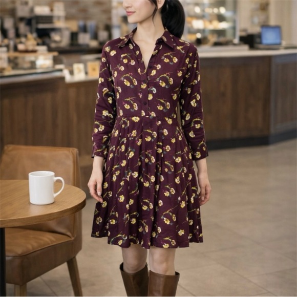 Banana Republic Dresses & Skirts - SOLD!   Banana Republic 4 P Burgundy Floral Dress Button Front Light Fit & Flare